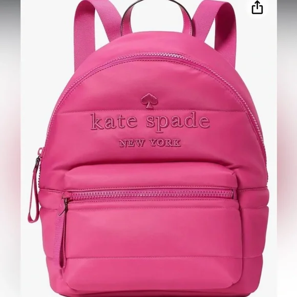 NWT Kate Spade New York Ella Large Puffy Backpack Embroidered Logo Pink KC550 Amazon.com | kate spade new york Women main image 2